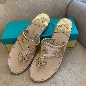 Jack Rogers Gold Navajo Sandals NEW
